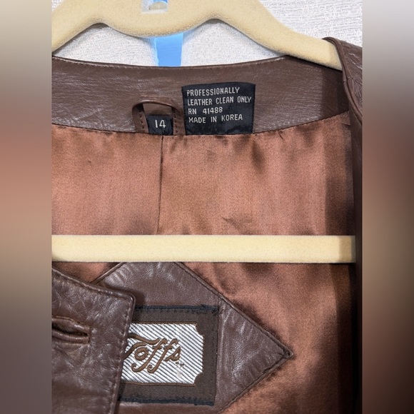 Tofi Women’s Brown Genuine Leather Button Front Jacket Size 14 - Picture 7 of 12